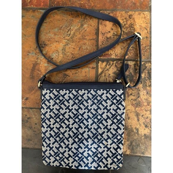 Tommy Hilfiger Monogram Logo Crossbody Bag Blue Gray - Picture 3 of 5